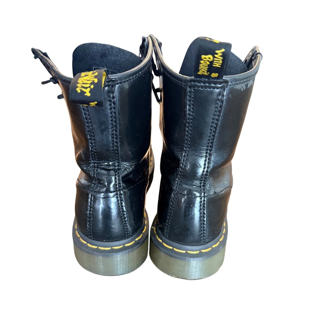 Dr Martens 1460 Patent Leather Lace Up Boots Womens Black Combat Size 7 gothcore - Picture 7 of 10
